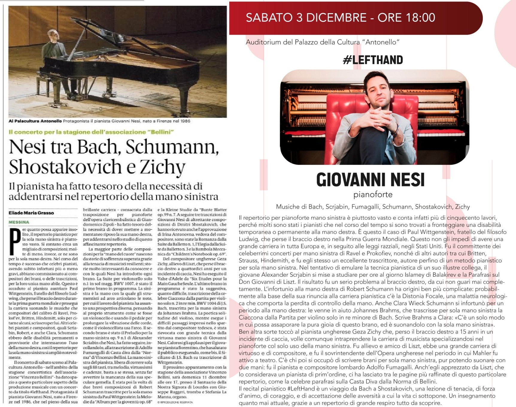 Giovanni Nesi piano recital in Messina