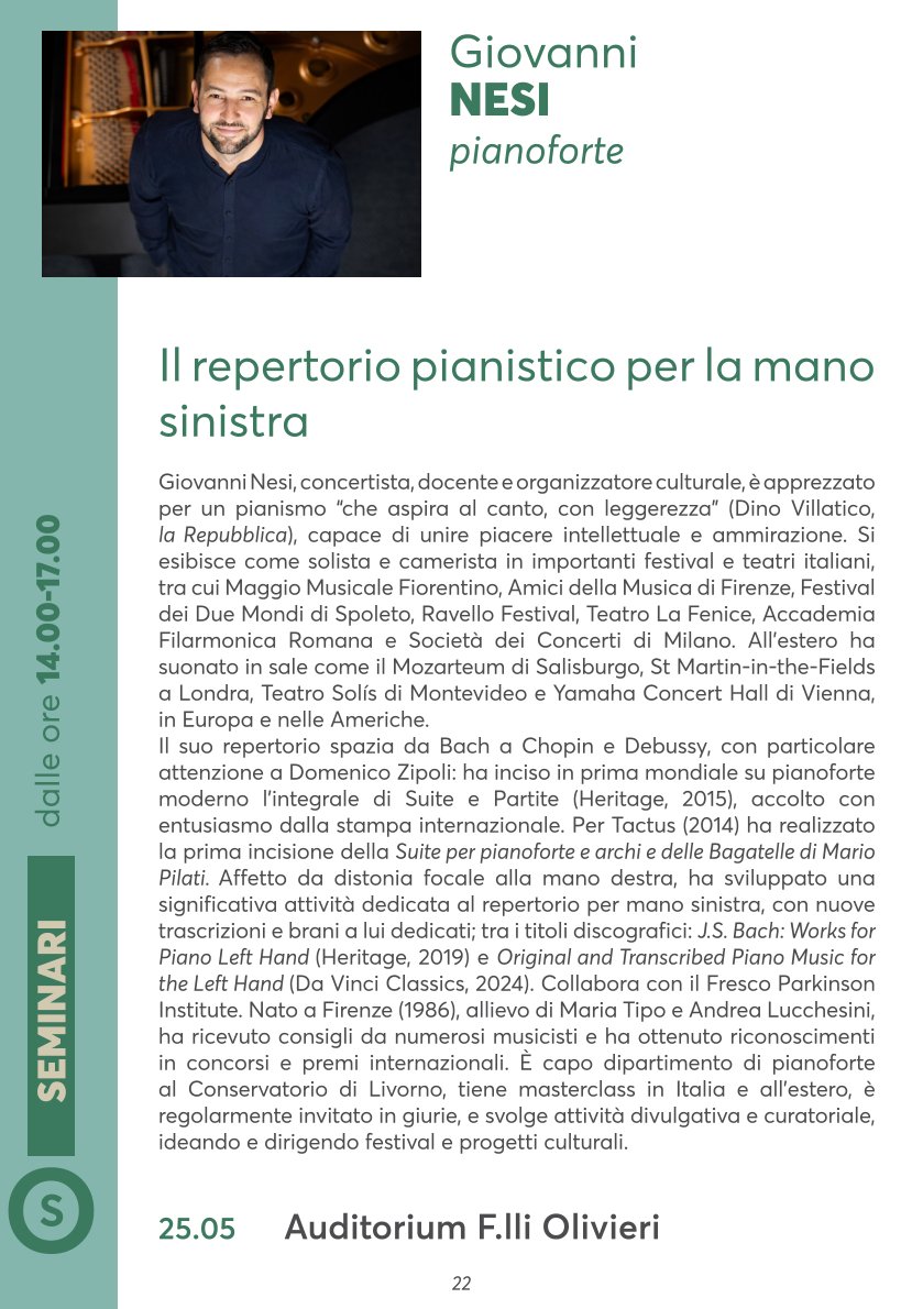 Giovanni Nesi piano recital in Novara