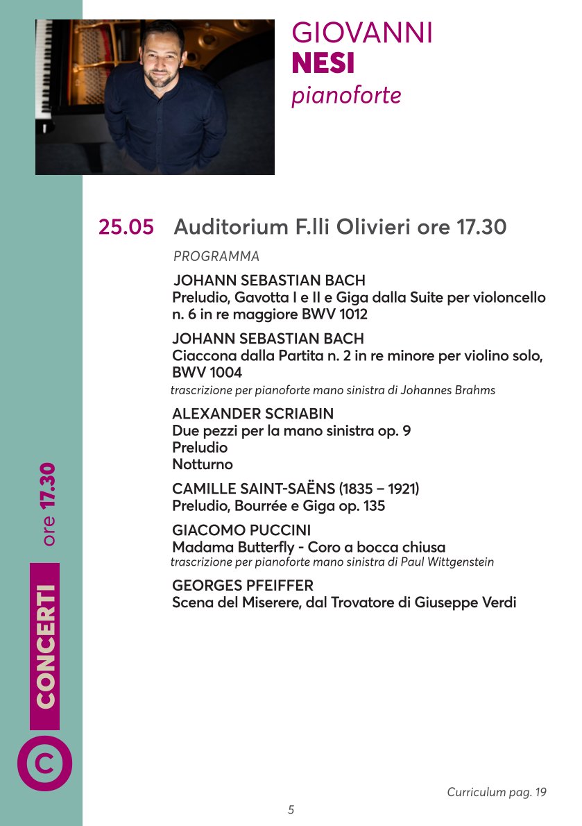 Giovanni Nesi piano recital in Novara