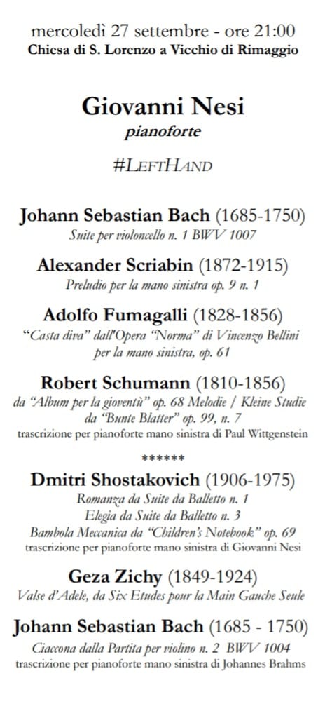 Giovanni Nesi piano recital in Vicchio di Rimaggio